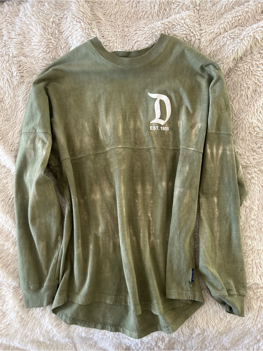 Disney Olive Green Sweater with White 'D' Logo